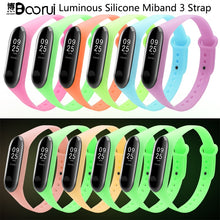 BOORUI Big Sale  Luminous Mi band 3 Strap mi3 watchbands accessories Night Light wrist Replacement for Xiaomi miband 3 smartband