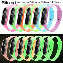BOORUI Big Sale  Luminous Mi band 3 Strap mi3 watchbands accessories Night Light wrist Replacement for Xiaomi miband 3 smartband