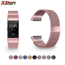 XShum Metal Stainless Strap For Fitbit Charge 2 Band Milanese Loop Magnetic Fitbit charge 3 Strap Smart bracelet For Women Men