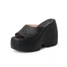 Load image into Gallery viewer, Wedge Heel Jacquard Plus-Size Open-Toe Platform Sandals