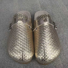 Load image into Gallery viewer, Womens Cork-toe Patterned Leather Belt Buckle Half-slipper