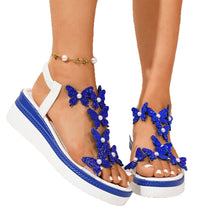 Load image into Gallery viewer, Womens Wedge Sandals Bow-tie Slip-on Platform Rhinestone-soled Peep-toe Sandals