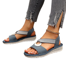Load image into Gallery viewer, Plus-size Fish-mouth Wedge Sandals With A Jute Sole And Elastic Strap