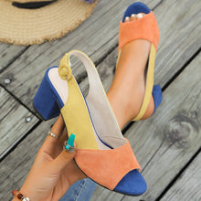 Load image into Gallery viewer, Womens Colorful Block-heeled Round-toe Sandals