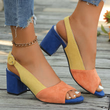 Load image into Gallery viewer, Womens Colorful Block-heeled Round-toe Sandals