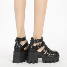 Load image into Gallery viewer, Beijing Hollow-out Roman Sandals Woven Vintage Breathable With Chunky Heels And Thick Soles