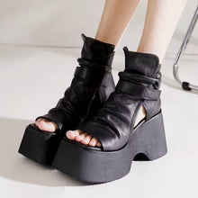 Load image into Gallery viewer, Womens Retro Platform Round-Toe Versatile High-Top Sandals