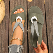 Load image into Gallery viewer, Plus-size Fish-mouth Wedge Sandals With A Jute Sole And Elastic Strap