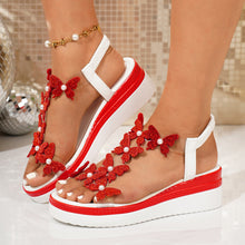 Load image into Gallery viewer, Womens Wedge Sandals Bow-tie Slip-on Platform Rhinestone-soled Peep-toe Sandals
