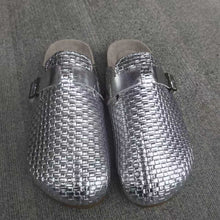 Load image into Gallery viewer, Womens Cork-toe Patterned Leather Belt Buckle Half-slipper
