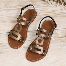 Load image into Gallery viewer, Plus-size Belt-buckle Flat Hollow-out Sandals