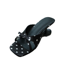 Load image into Gallery viewer, Womens Alien-style Square-toe Slide Sandals With A Bow