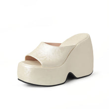 Load image into Gallery viewer, Wedge Heel Jacquard Plus-Size Open-Toe Platform Sandals