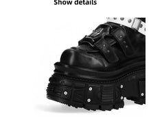 Load image into Gallery viewer, Female Punk Platform Studded Motorcycle Boots