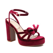 Load image into Gallery viewer, French-style Open-toe Block-heel Sandals With A Bow-cutout Strappy Design