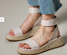 Load image into Gallery viewer, Womens All-leather Braided Vintage Flat Sandals With A Wedge Heel