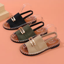 Load image into Gallery viewer, Womens Fabric Strap Flat Sandals With Elastic Band And Buckle