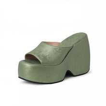 Load image into Gallery viewer, Wedge Heel Jacquard Plus-Size Open-Toe Platform Sandals