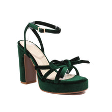 Load image into Gallery viewer, French-style Open-toe Block-heel Sandals With A Bow-cutout Strappy Design