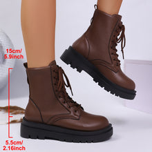 Load image into Gallery viewer, Women's Round-toe Plus-size Lace-up Chunky-sole Ankle Boots