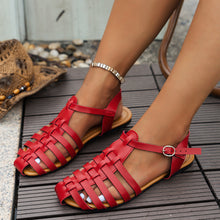 Load image into Gallery viewer, Women's Flat-Heeled Buckled Closed-Toe Roman Sandals