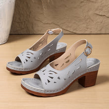 Load image into Gallery viewer, Retro-style Hollow-out Fashionable Fish-mouth Sandals With A Buckle For Outerwear