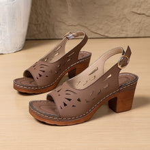 Load image into Gallery viewer, Retro-style Hollow-out Fashionable Fish-mouth Sandals With A Buckle For Outerwear