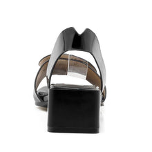 Load image into Gallery viewer, Patent Leather Buckle Mid-heel Open-toe Womens Shoes