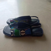 Load image into Gallery viewer, Womens Plus-Size Square-Toe Casual Flat Sandals