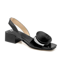 Load image into Gallery viewer, Patent Leather Buckle Mid-heel Open-toe Womens Shoes