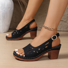 Load image into Gallery viewer, Retro-style Hollow-out Fashionable Fish-mouth Sandals With A Buckle For Outerwear
