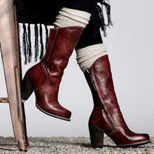Load image into Gallery viewer, Women's Side-zip Chunky-heeled, Mid-calf Boots