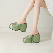 Load image into Gallery viewer, Wedge Heel Jacquard Plus-Size Open-Toe Platform Sandals