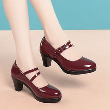 Load image into Gallery viewer, Genuine Soft Leather Womens Pumps With A Round Toe And High Heel
