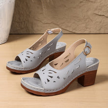 Load image into Gallery viewer, Retro-style Hollow-out Fashionable Fish-mouth Sandals With A Buckle For Outerwear