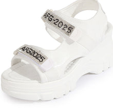 Load image into Gallery viewer, Womens Rhinestone Lettered Wedge-Heel Casual Sandals