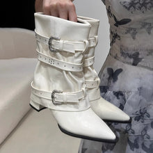 Load image into Gallery viewer, High-heeled Elegant Shaft-style Studded Belt-buckle Fashion Ankle Boots