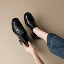 Load image into Gallery viewer, Chunky-heeled Non-slip Soft Leather Pumps Slip-on Loafers