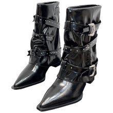 Load image into Gallery viewer, High-heeled Elegant Shaft-style Studded Belt-buckle Fashion Ankle Boots
