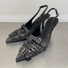 Load image into Gallery viewer, Womens Retro Pointed-Toe Ankle-Strap High Heel Sandals