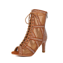 Load image into Gallery viewer, Womens Sparkling Rhinestone Heat-Transfer Mesh High Heels