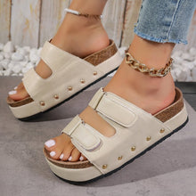 Load image into Gallery viewer, Womens Beach Shoes With Thick Soles Rivets Velcro Straps And Round Toes