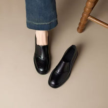 Load image into Gallery viewer, Chunky-heeled Non-slip Soft Leather Pumps Slip-on Loafers