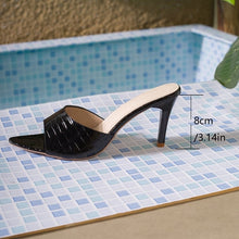 Charger l'image dans la galerie, Sandales à talons aiguilles pointus et ouverts pour femmes, à enfiler, idéales pour l'été et les activités de plein air. Sandales élégantes et polyvalentes, disponibles en grandes tailles.