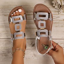 Load image into Gallery viewer, Plus-size Belt-buckle Flat Hollow-out Sandals