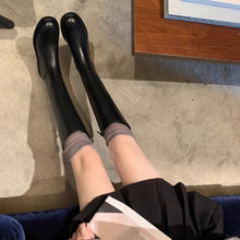 Load image into Gallery viewer, Knee-high Fleece-lined Round-toe Low-heeled With Side Zippers Womens High-rise Riding Boots