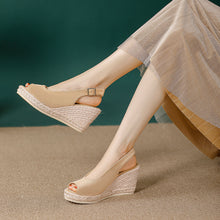 Load image into Gallery viewer, Summer Sponge Cake-Style Thick-Soled Waterproof Platform High-Heel Fashionable Cross-Strap Buckle Sandals For Women