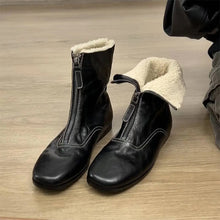 Load image into Gallery viewer, Womens Fleece-Lined Dr Martens-Style Boots With Front Zipper, All-Match Style