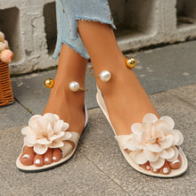 Load image into Gallery viewer, Womens Flat-sole Pearl Strap Sandals