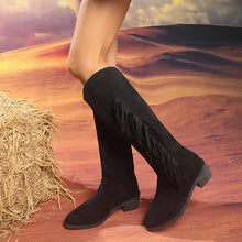 Load image into Gallery viewer, Women's Pointed-Toe Low-Heel Comfortable All-Match Plus-Size Thigh-High Fringe Boots